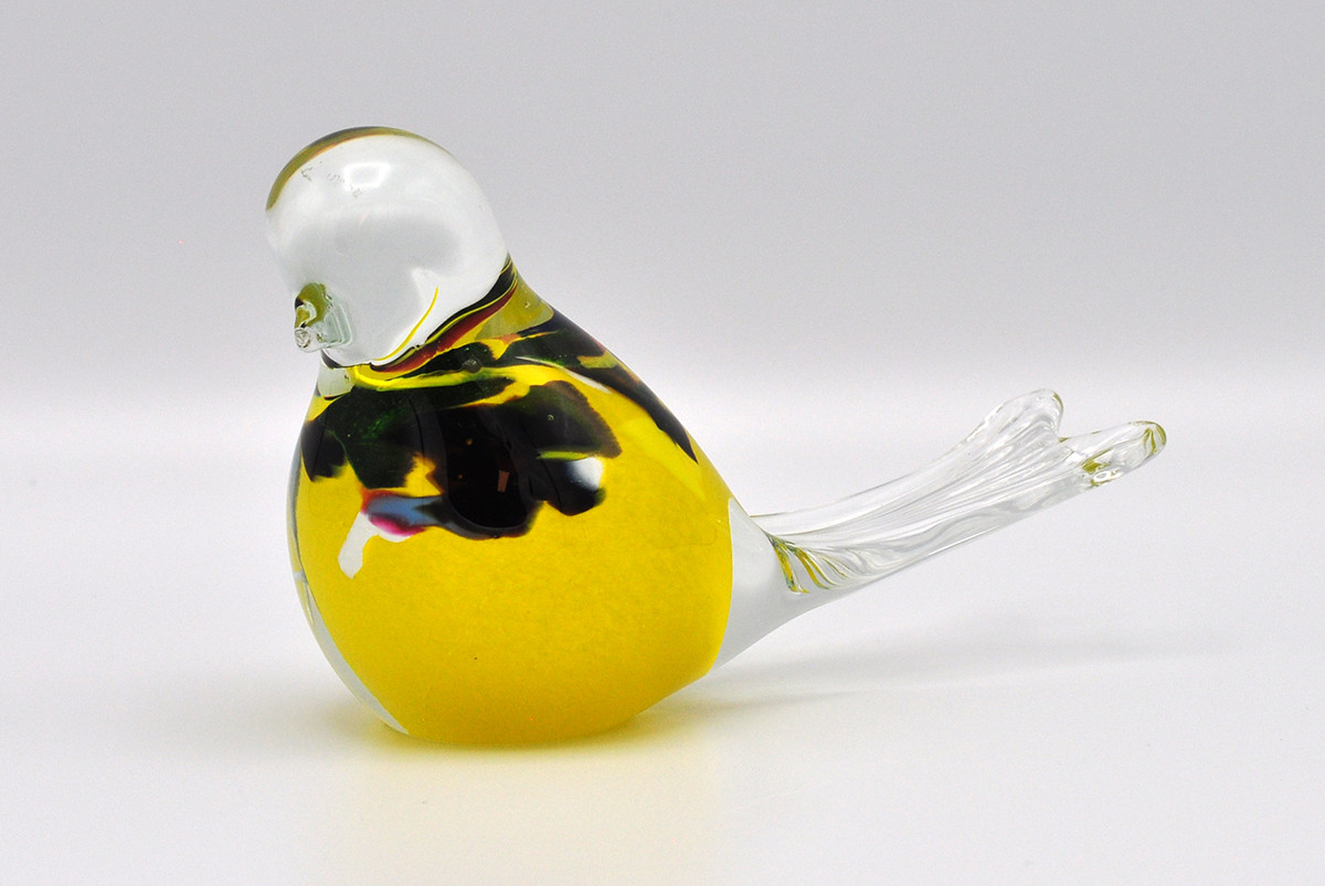 Loranto + Vogel, geel met gekleurde vlekken